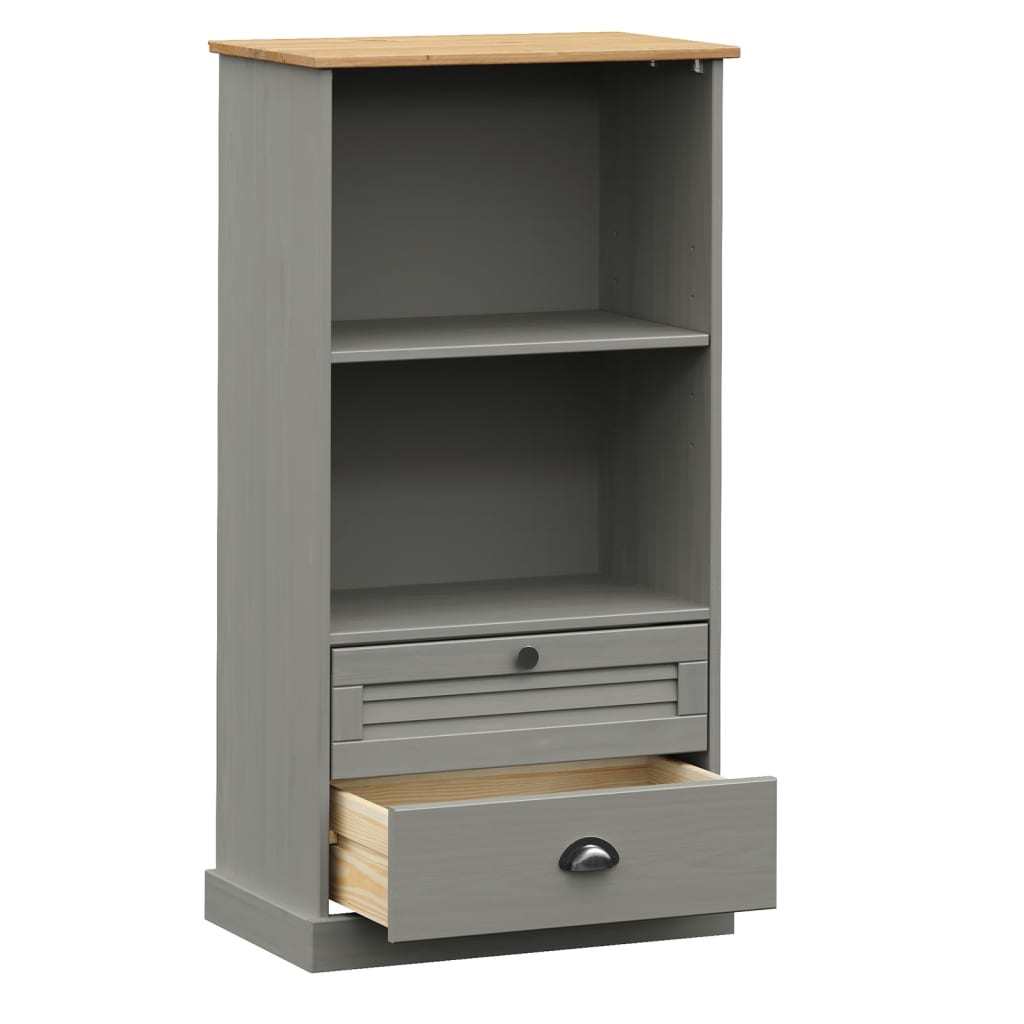 Libreria Vigo 60X35X114,5 Cm In Legno Massello Di Pino Grigio