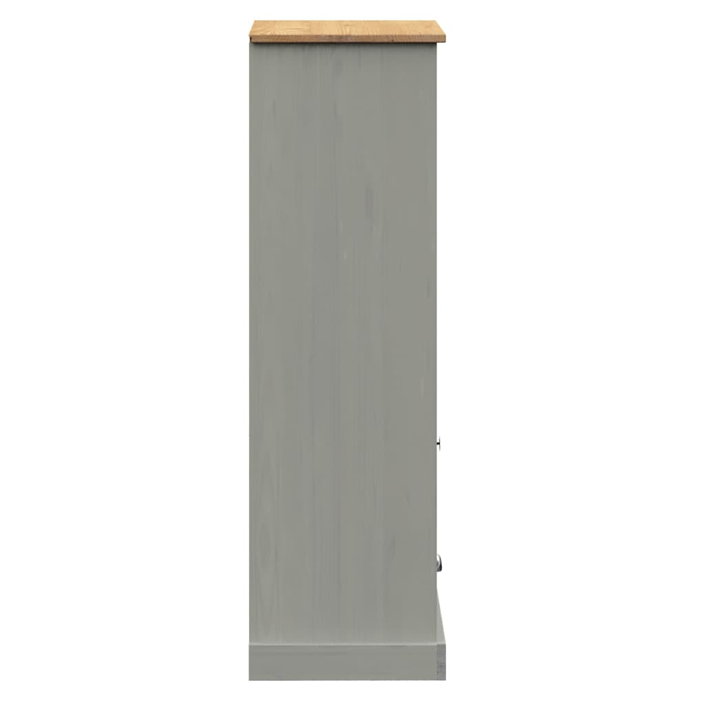 Libreria Vigo 60X35X114,5 Cm In Legno Massello Di Pino Grigio