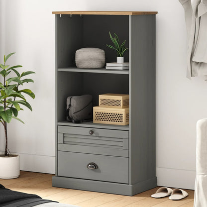 Libreria Vigo 60X35X114,5 Cm In Legno Massello Di Pino Grigio