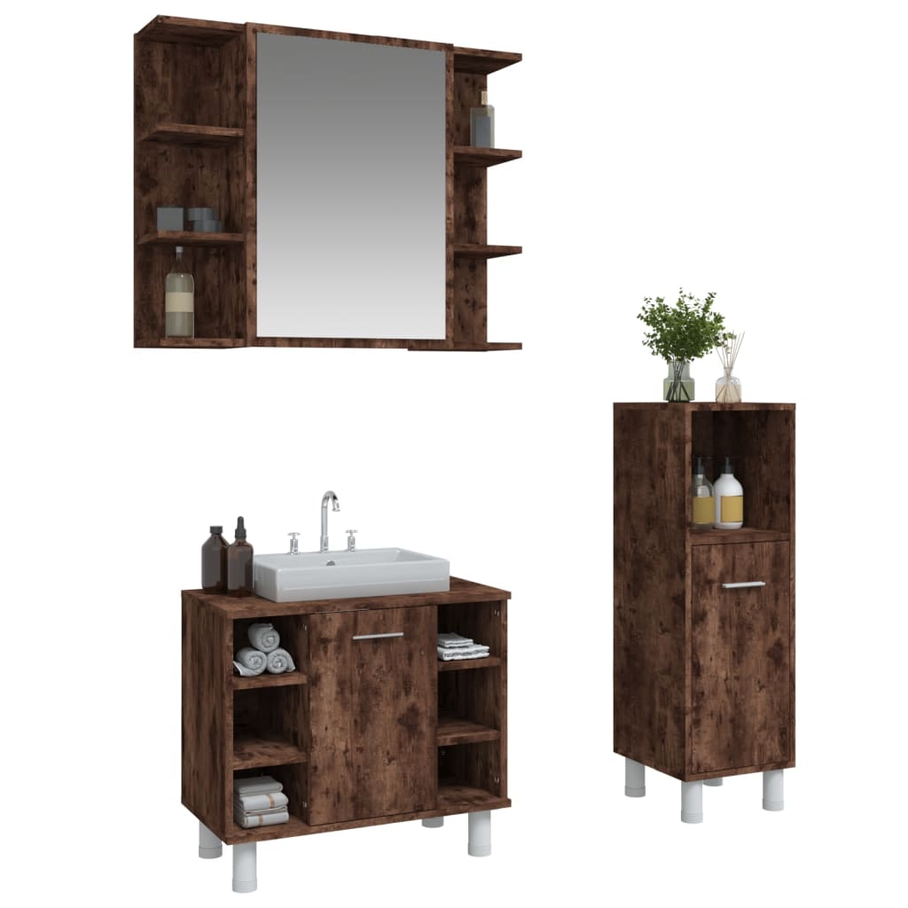 Set Mobili Da Bagno 3 Pz In Legno Multistrato