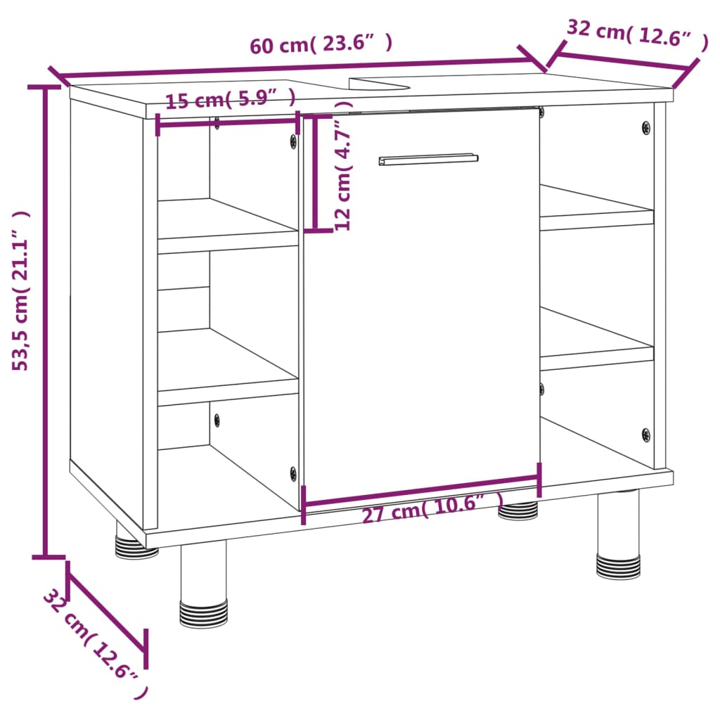 Set Mobili Da Bagno 3 Pz In Legno Multistrato