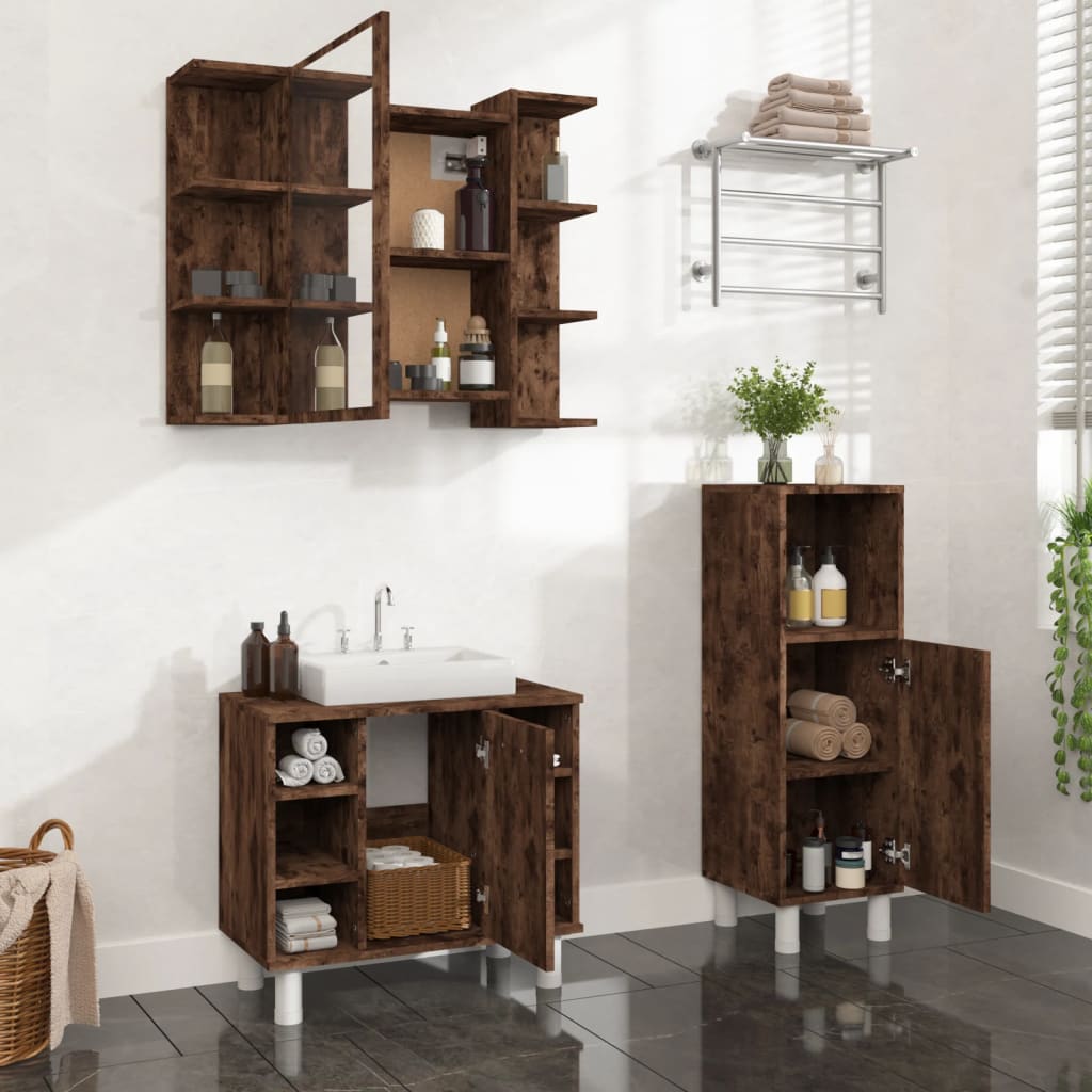 Set Mobili Da Bagno 3 Pz In Legno Multistrato