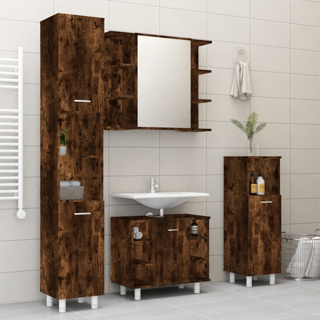Set Mobili Da Bagno 4 Pz In Legno Multistrato