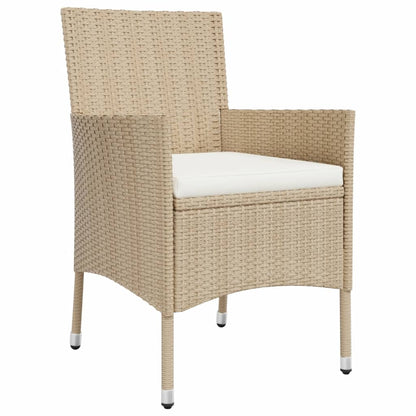 Set Da Pranzo Da Giardino 5 Pz Con Cuscini Beige In Polyrattan