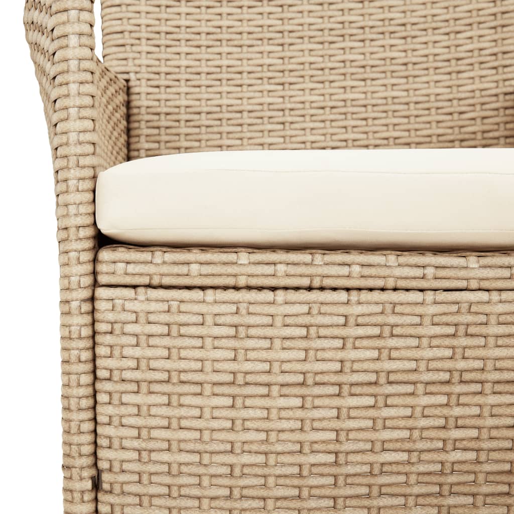 Set Da Pranzo Da Giardino 5 Pz Con Cuscini Beige In Polyrattan