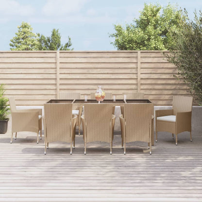 Set Da Pranzo Da Giardino 5 Pz Con Cuscini Beige In Polyrattan