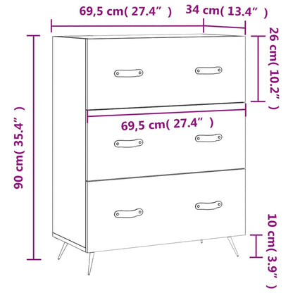 Cassettiera 69,5X34X90 Cm In Legno Multistrato