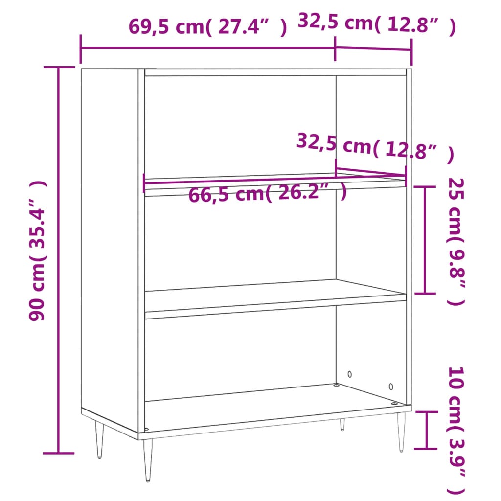 Libreria 69,5X32,5X90 Cm In Legno Multistrato