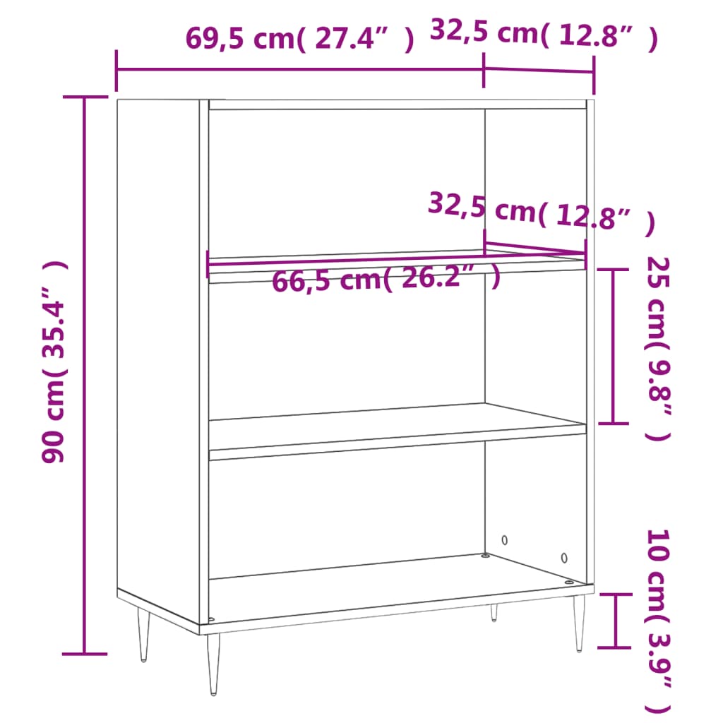 Libreria 69,5X32,5X90 Cm In Legno Multistrato
