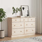 Cassettiera Alta Bianca 112X35X73 Cm In Legno Massello Di Pino