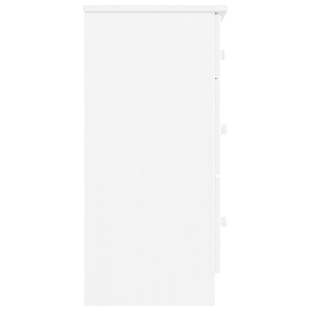 Cassettiera Alta Bianca 112X35X73 Cm In Legno Massello Di Pino