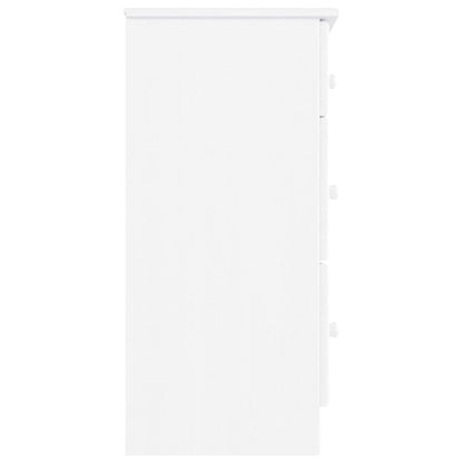 Cassettiera Alta Bianca 112X35X73 Cm In Legno Massello Di Pino