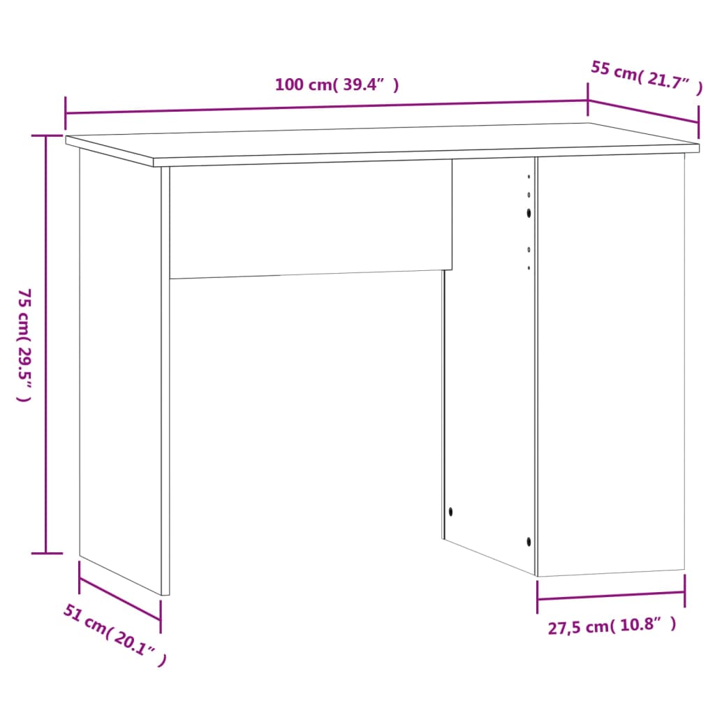 Scrivania 100X55X75 Cm In Legno Multistrato