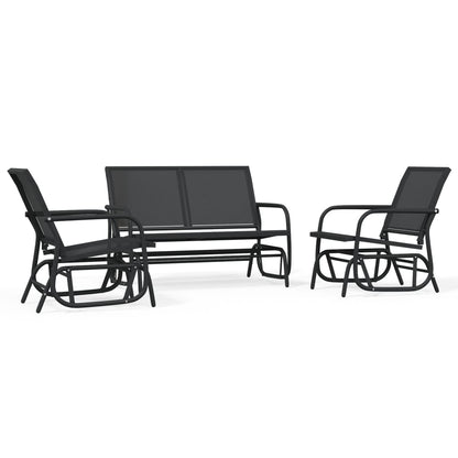 Set Mobili A Dondolo Giardino 3 Pz Textilene E Acciaio