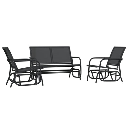Set Mobili A Dondolo Giardino 3 Pz Textilene E Acciaio