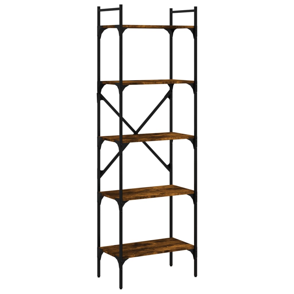 Libreria 5 Ripiani 56X31,5X Legno Multistrato Rovere Fumo