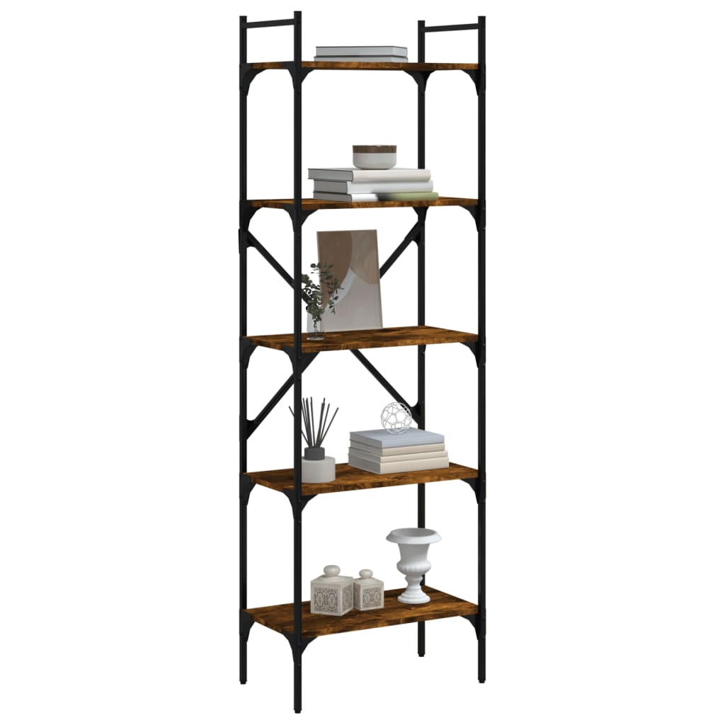Libreria 5 Ripiani 56X31,5X Legno Multistrato Rovere Fumo