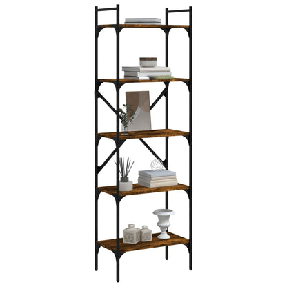 Libreria 5 Ripiani 56X31,5X Legno Multistrato Rovere Fumo