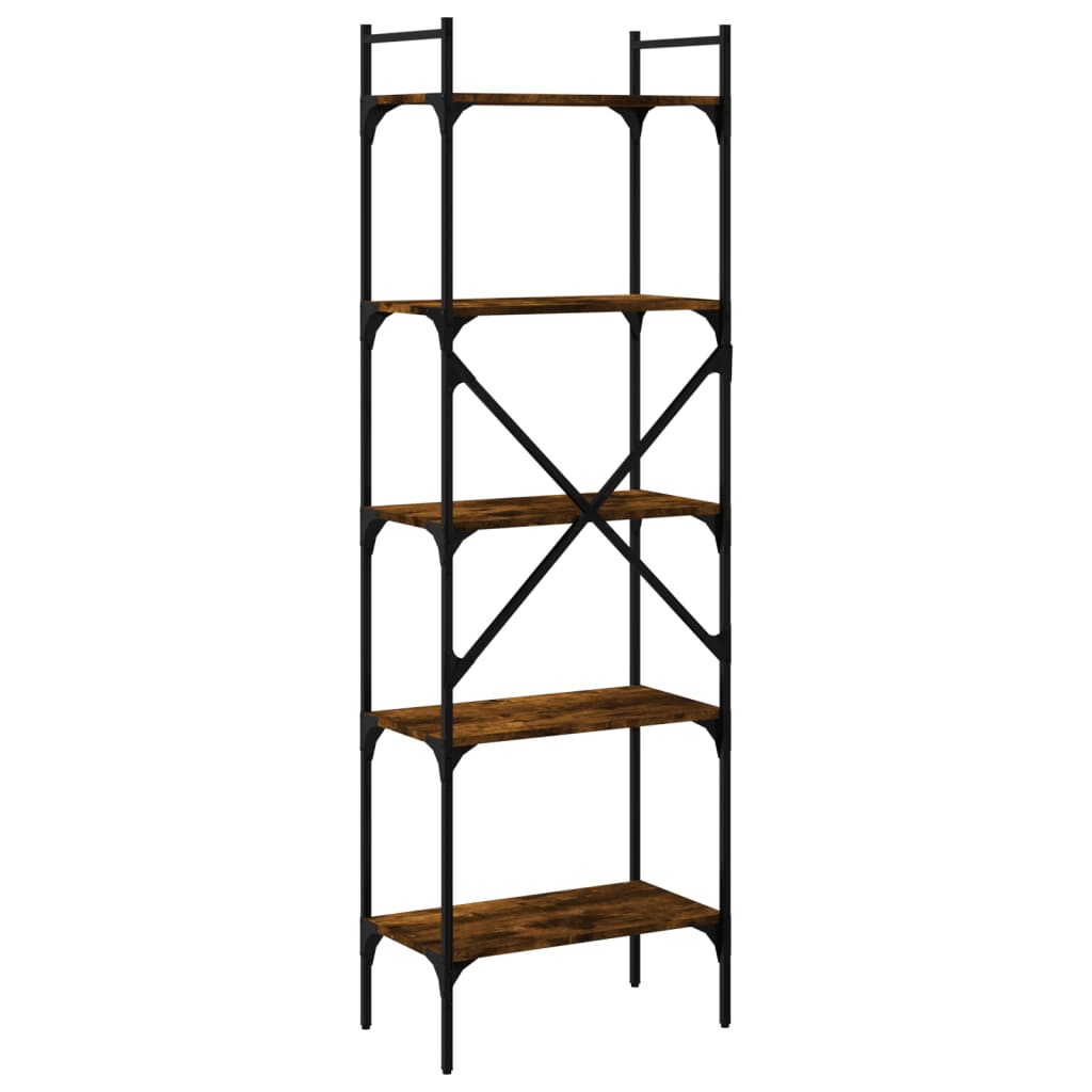 Libreria 5 Ripiani 56X31,5X Legno Multistrato Rovere Fumo