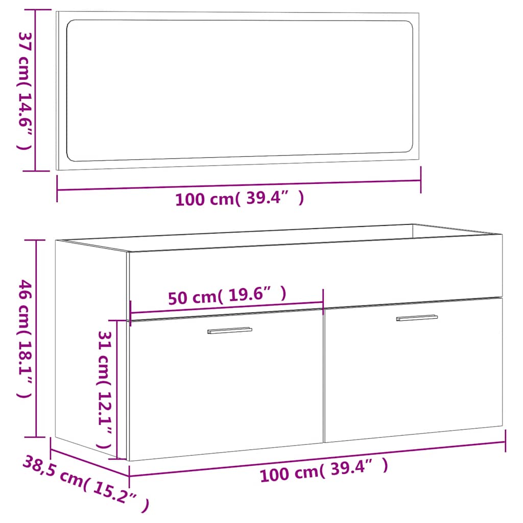 Mobile Da Bagno Con Specchio In Legno Multistrato