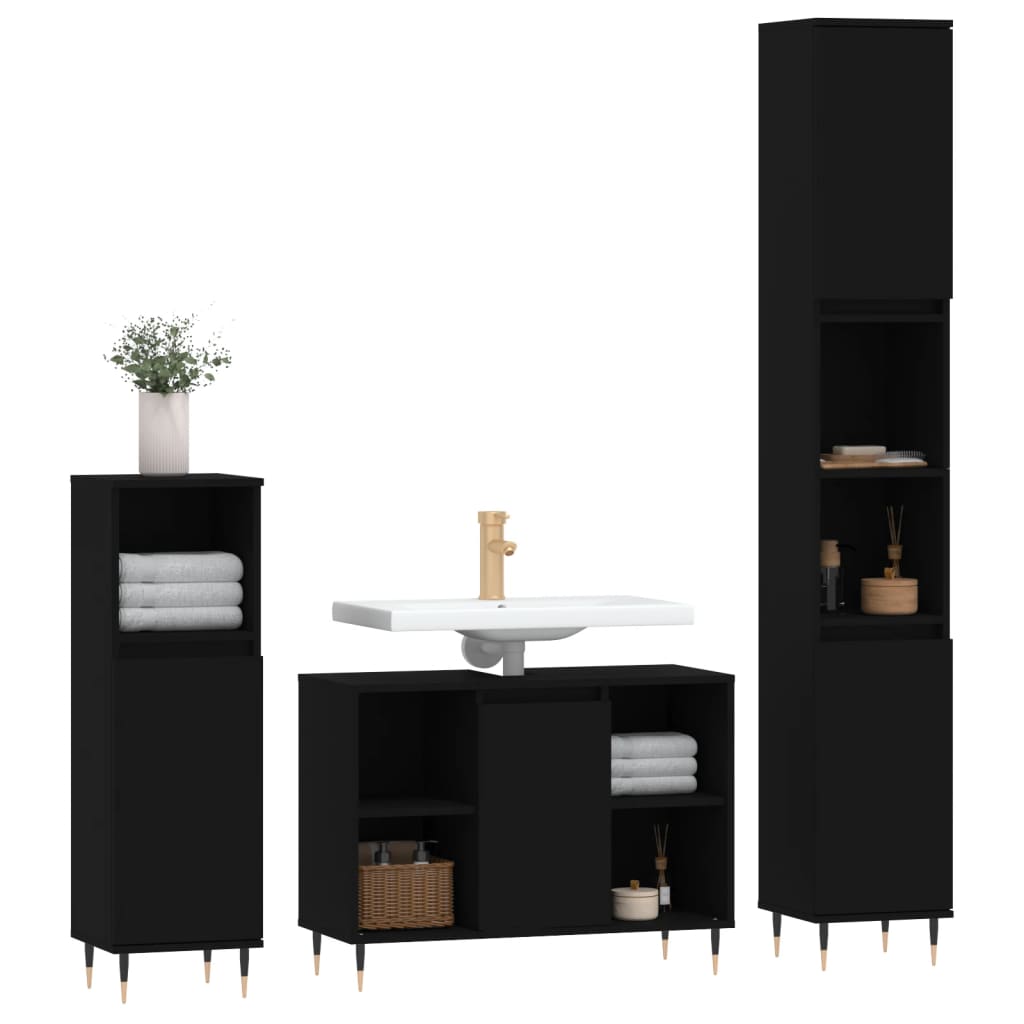 Set Mobili Da Bagno 3 Pz In Legno Multistrato