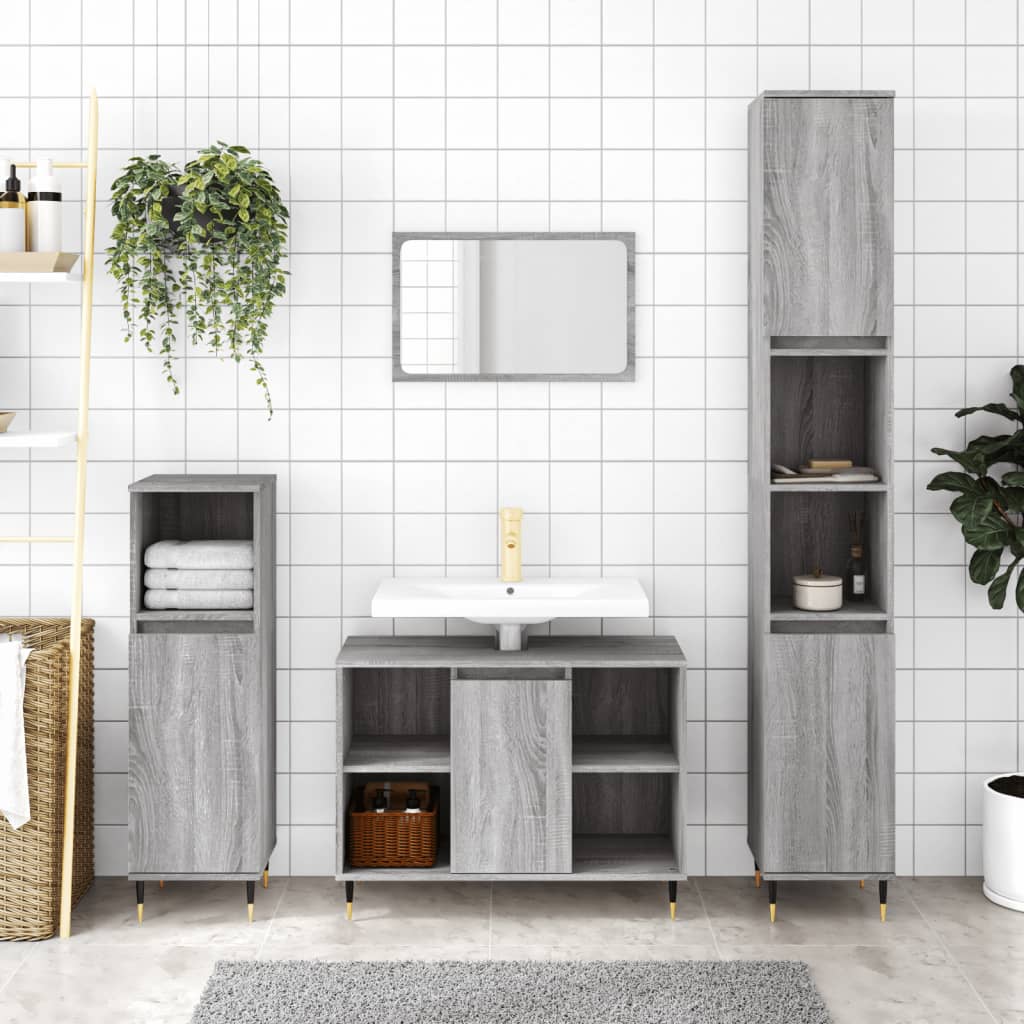 Set Mobili Da Bagno 3 Pz In Legno Multistrato