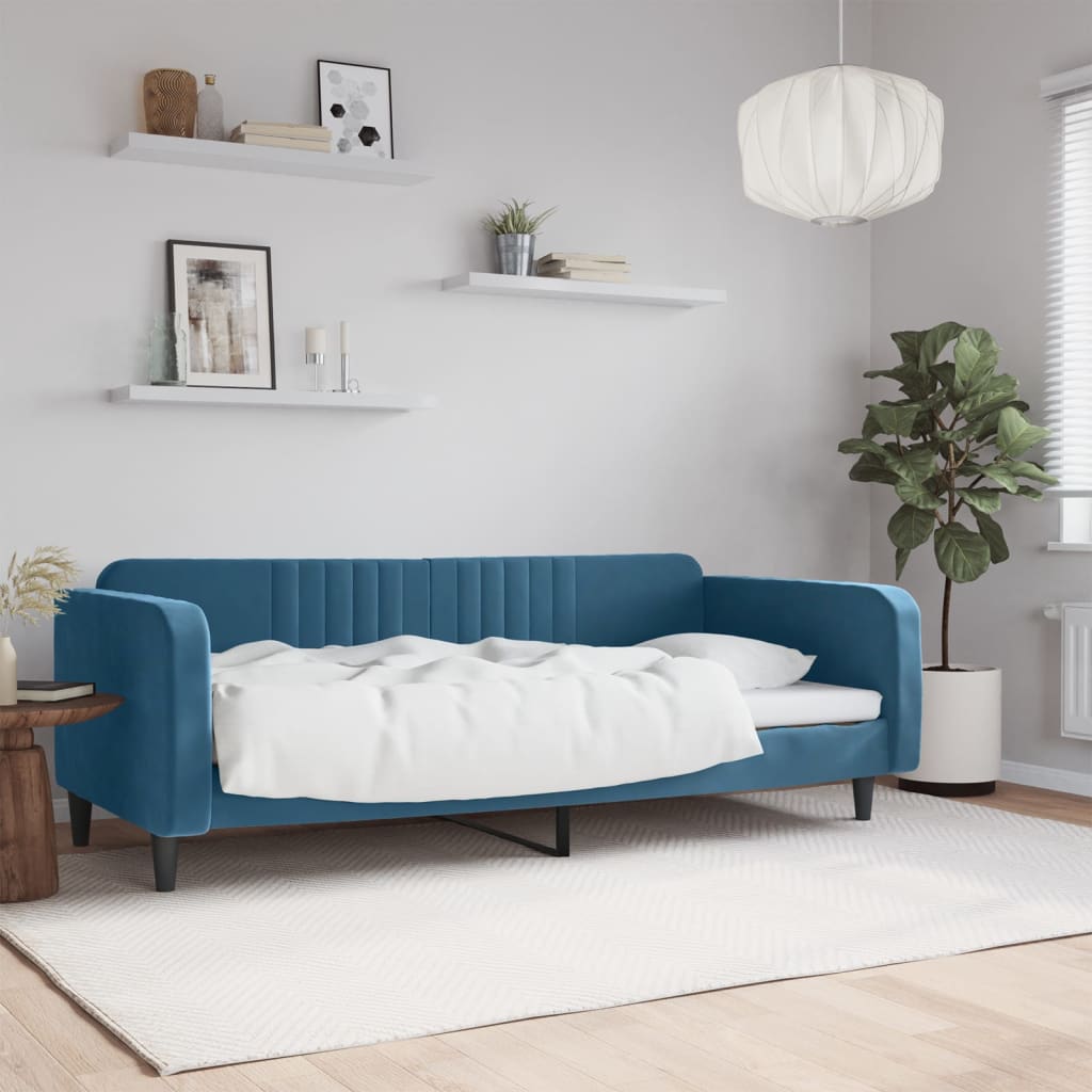 Divano Letto Estraibile Con Cassetti In Velluto Blu
