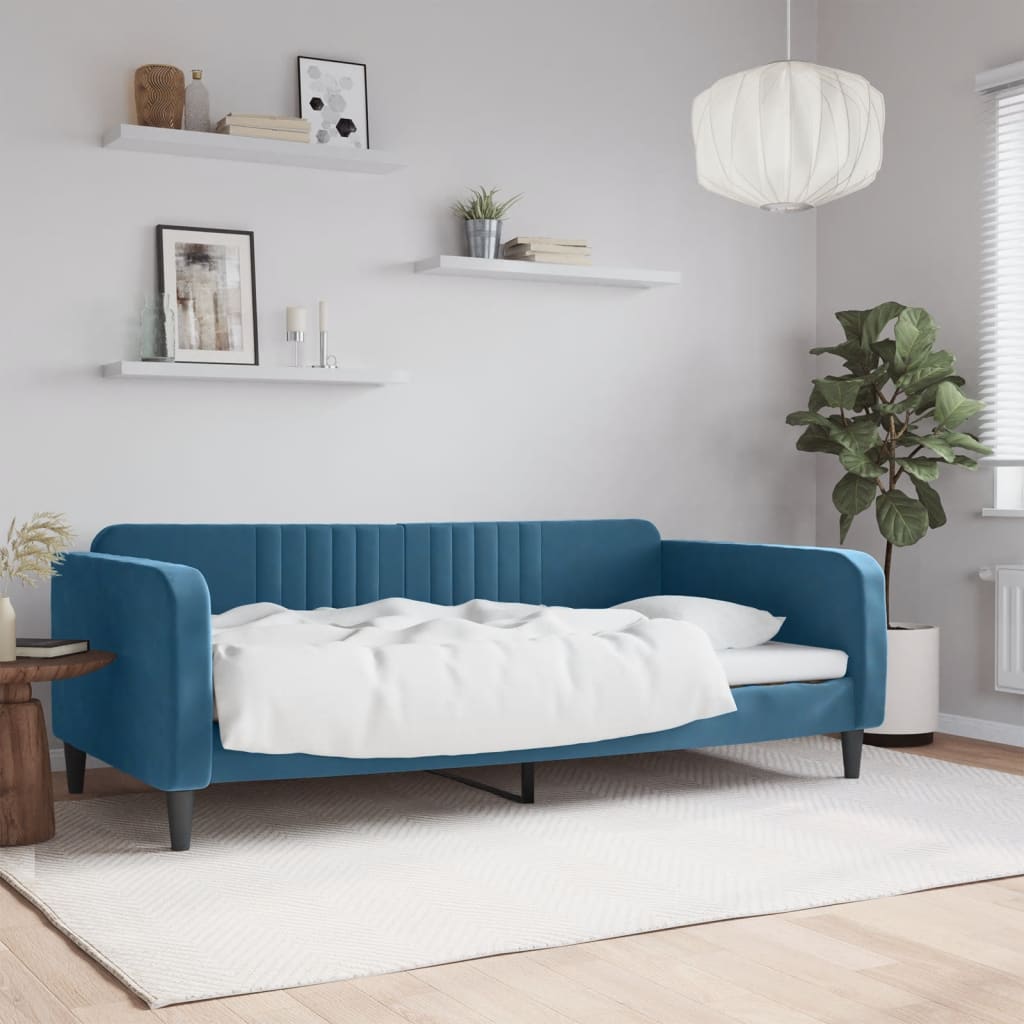 Divano Letto Estraibile Con Cassetti In Velluto Blu
