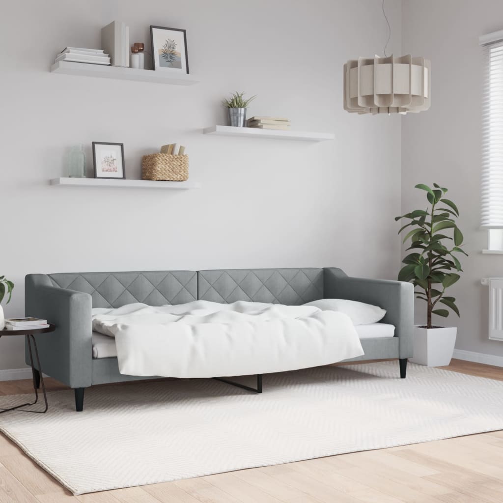 Divano Letto Estraibile Cassetti 80X200Cm Tessuto Grigio Chiaro