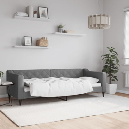 Divano Letto Estraibile Cassetti 90X200Cm Tessuto Grigio Scuro