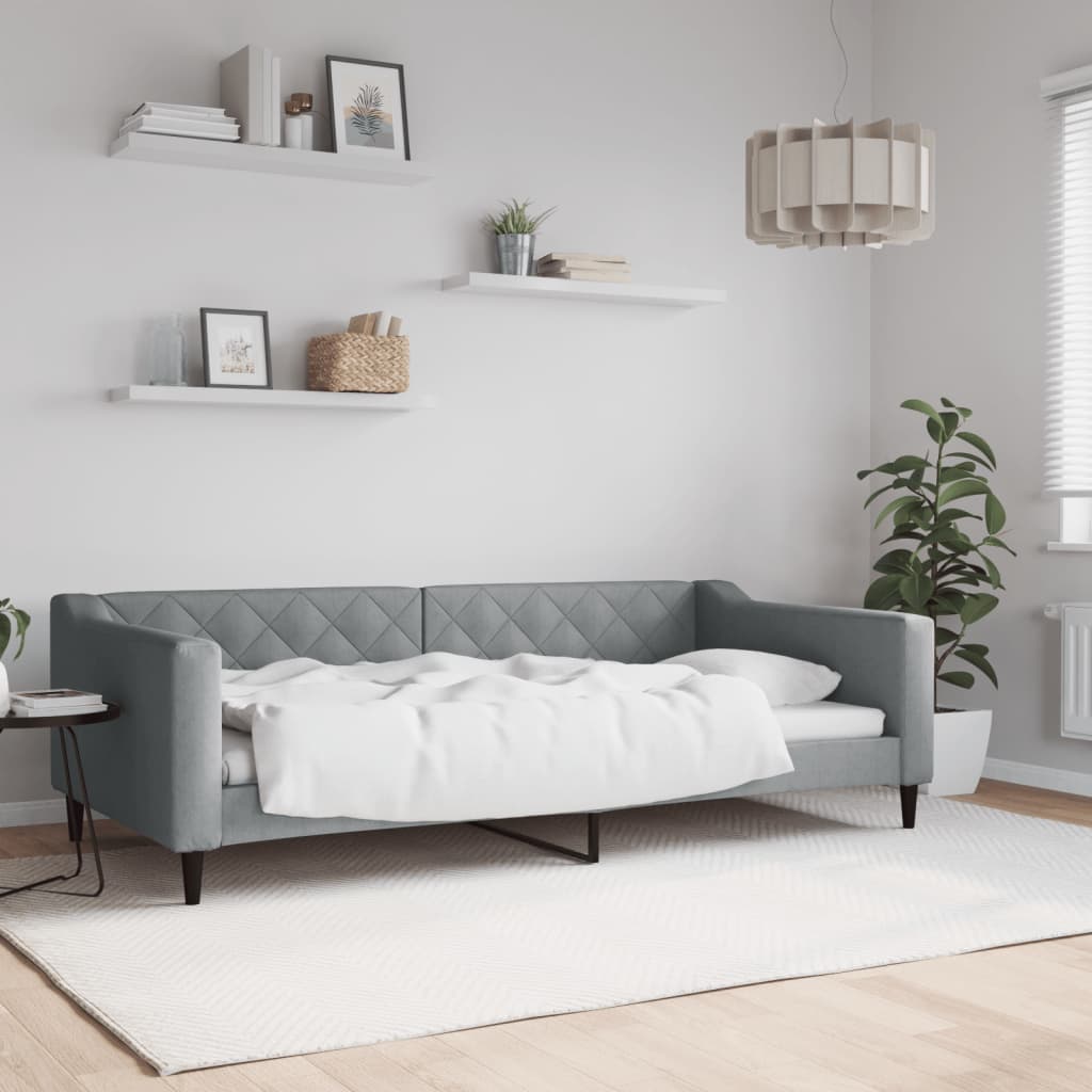Divano Letto Estraibile Cassetti 80X200Cm Tessuto Grigio Chiaro