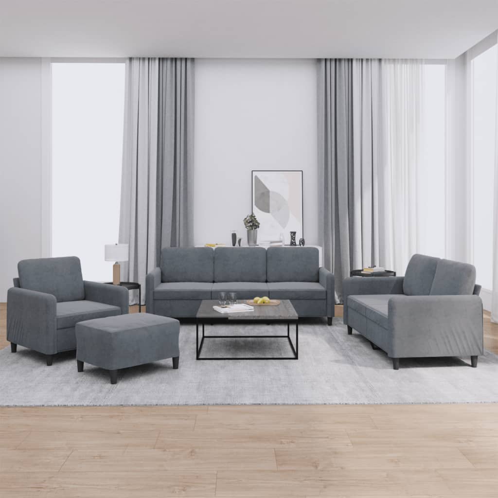Set Di Divani 4 Pz Con Cuscini In Velluto