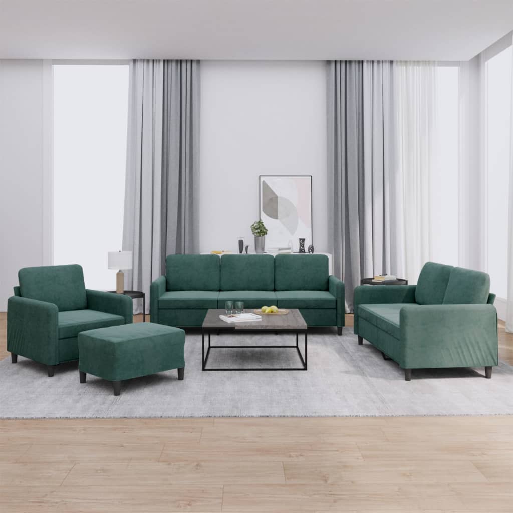 Set Di Divani 4 Pz Con Cuscini In Velluto