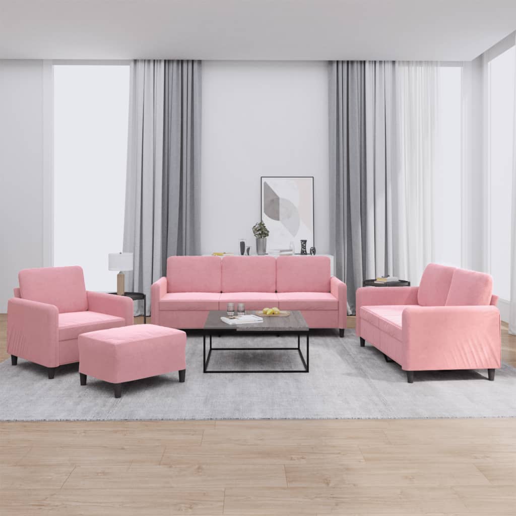 Set Di Divani 4 Pz Con Cuscini In Velluto