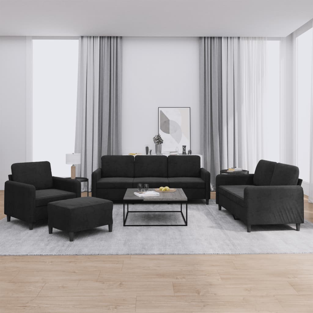 Set Di Divani 4 Pz Con Cuscini In Velluto