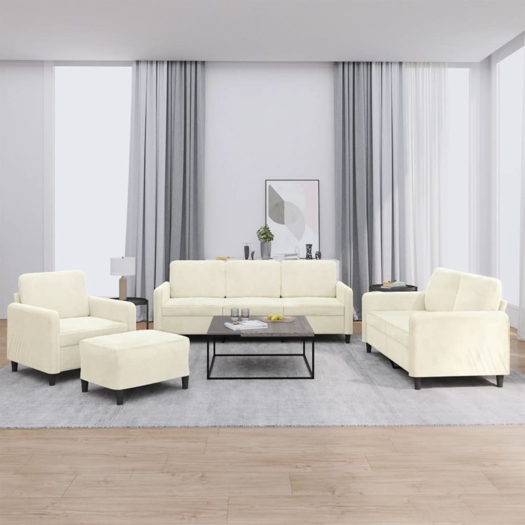 Set Di Divani 4 Pz Con Cuscini In Velluto