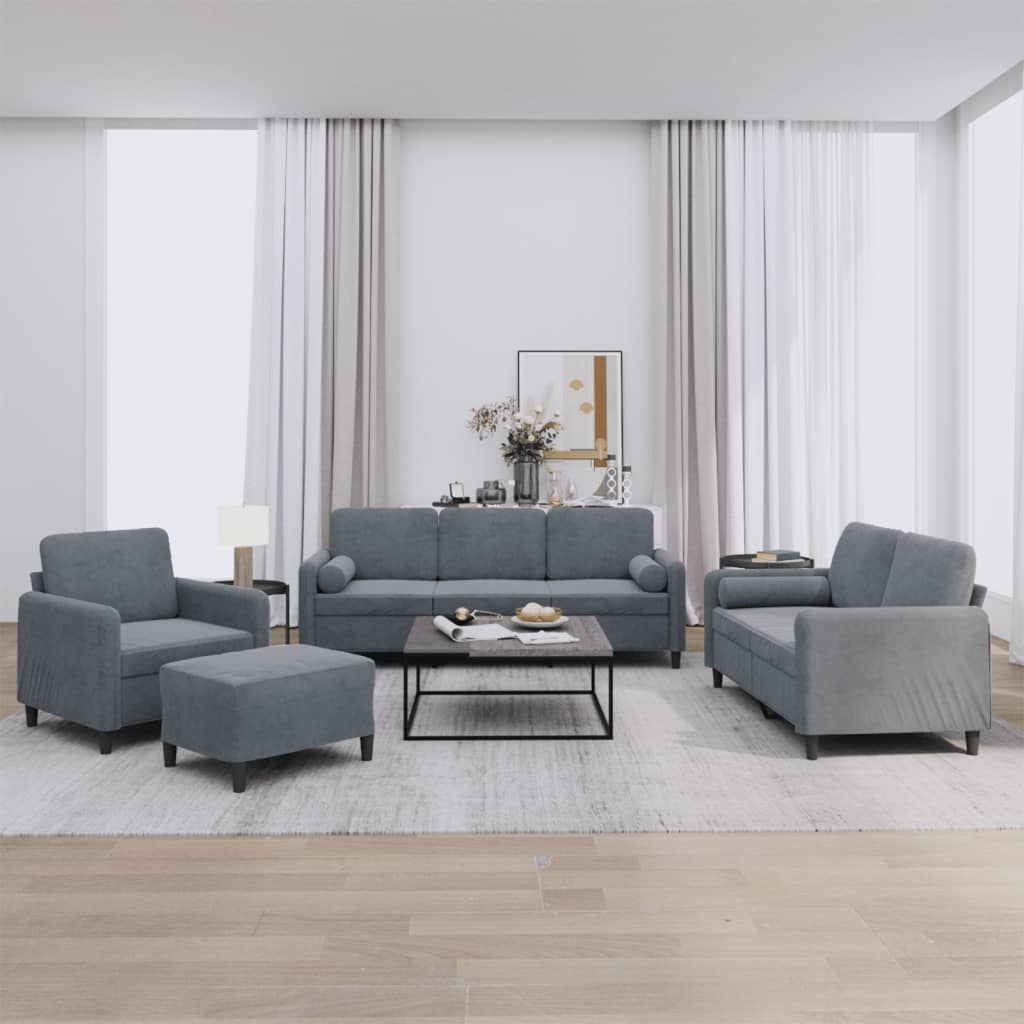 Set Di Divani 4 Pz Con Cuscini In Velluto