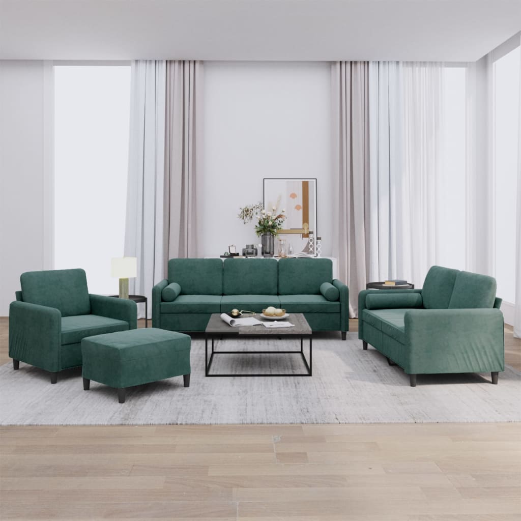 Set Di Divani 4 Pz Con Cuscini In Velluto