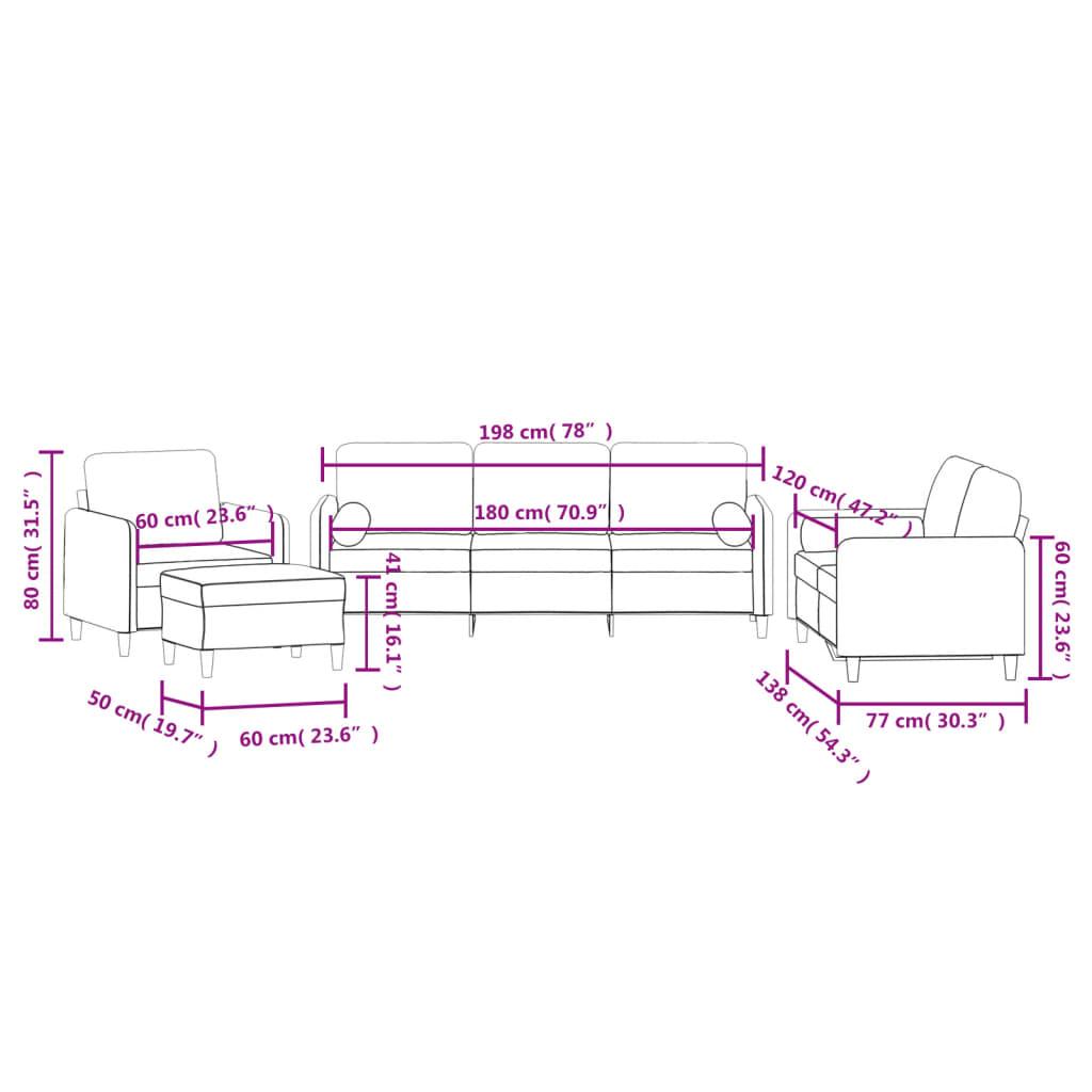 Set Di Divani 4 Pz Con Cuscini In Velluto