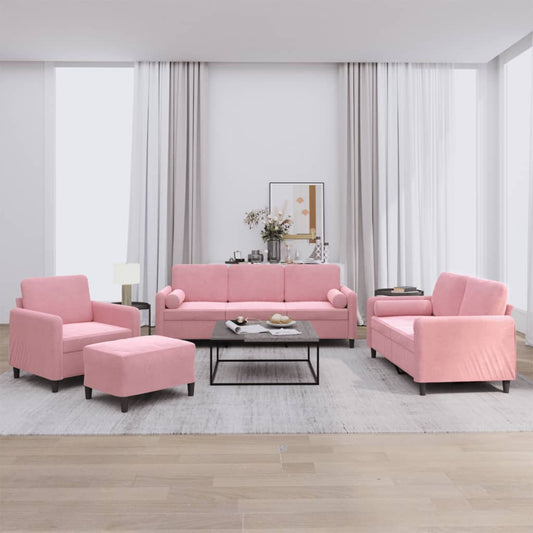Set Di Divani 4 Pz Con Cuscini In Velluto