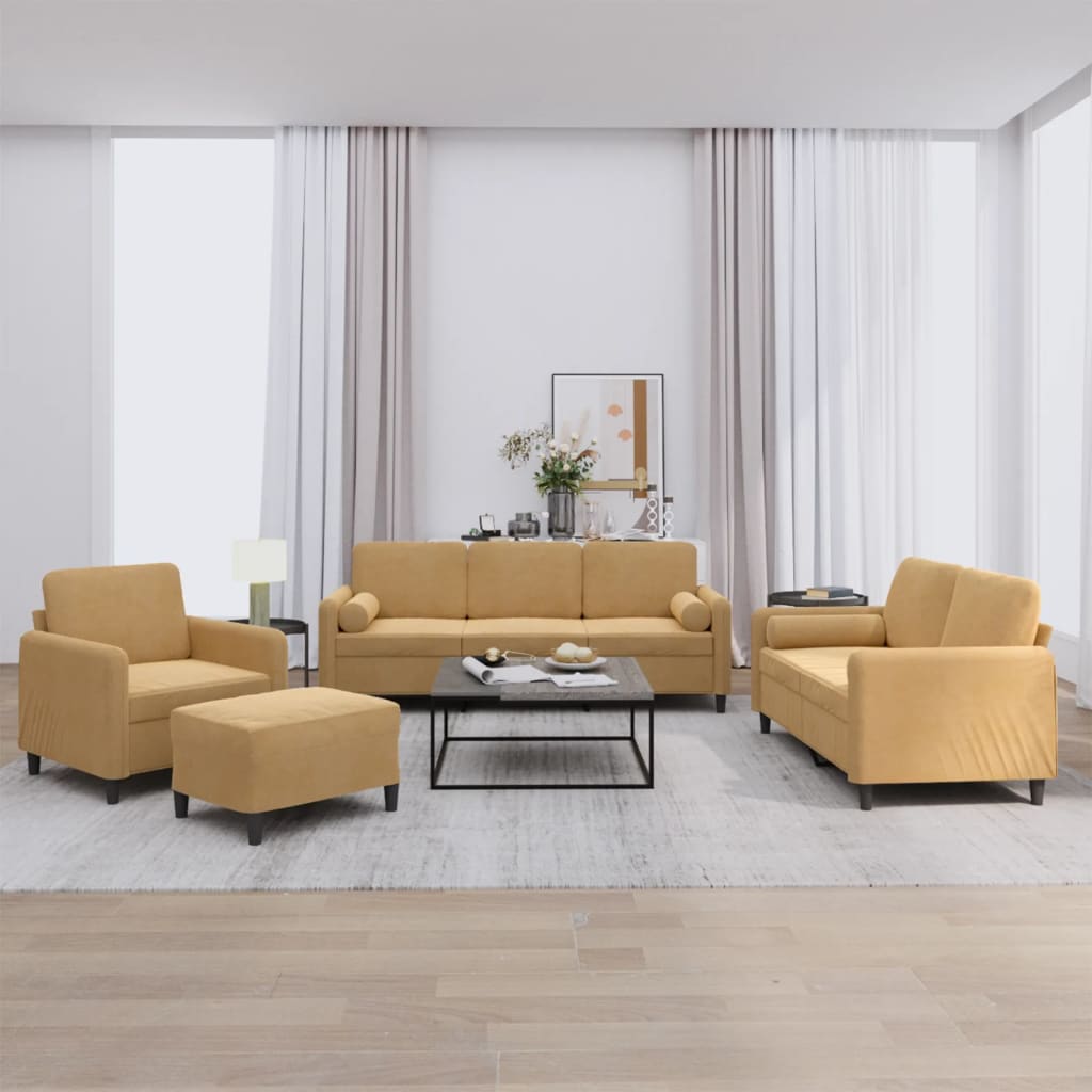 Set Di Divani 4 Pz Con Cuscini In Velluto