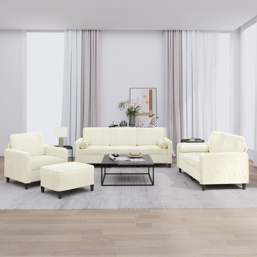 Set Di Divani 4 Pz Con Cuscini In Velluto