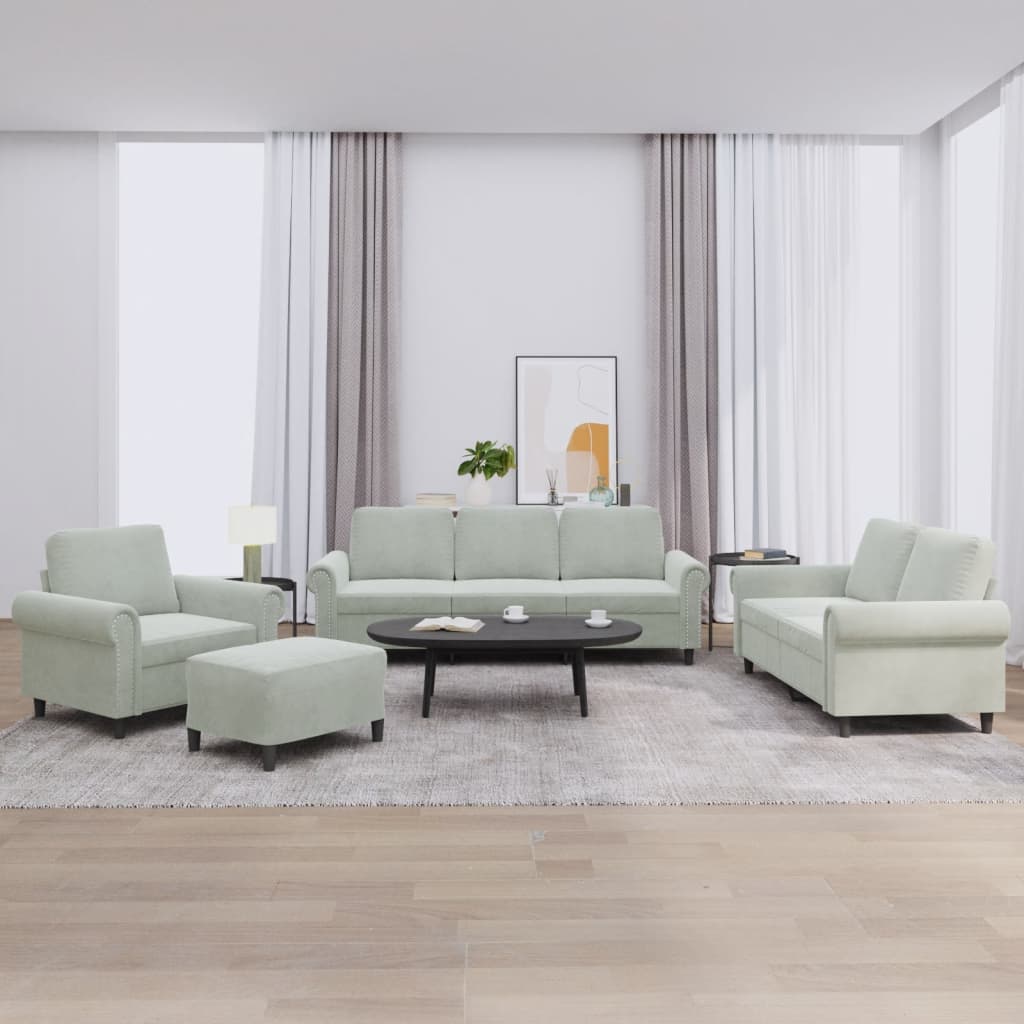 Set Di Divani 4 Pz Con Cuscini In Velluto