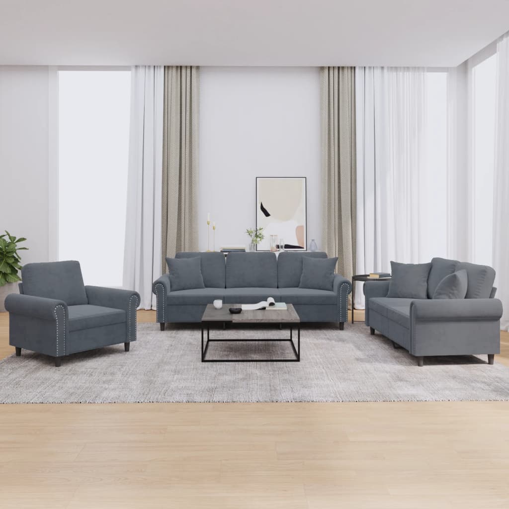 Set Di Divani 4 Pz Con Cuscini In Velluto