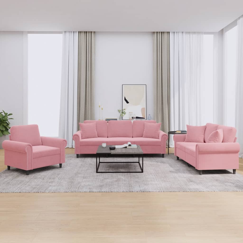 Set Di Divani 4 Pz Con Cuscini In Velluto