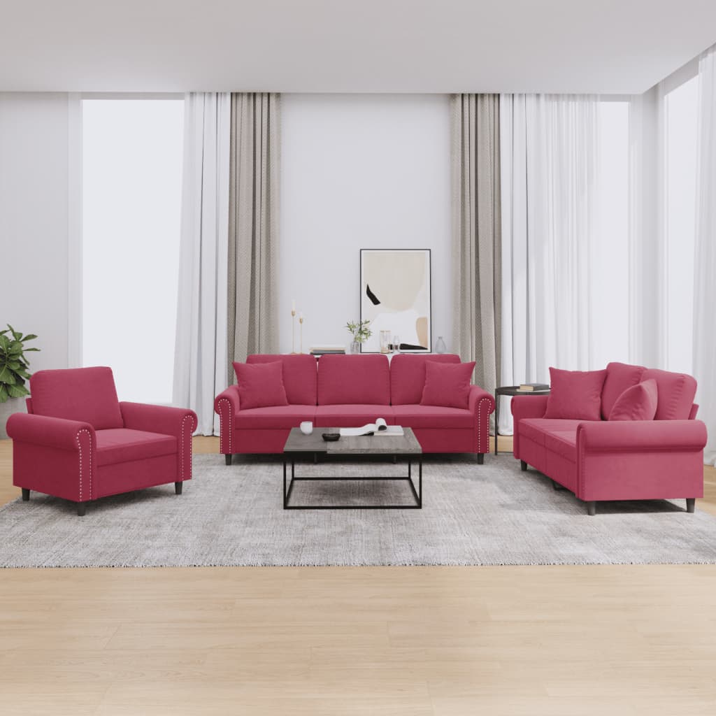Set Di Divani 4 Pz Con Cuscini In Velluto