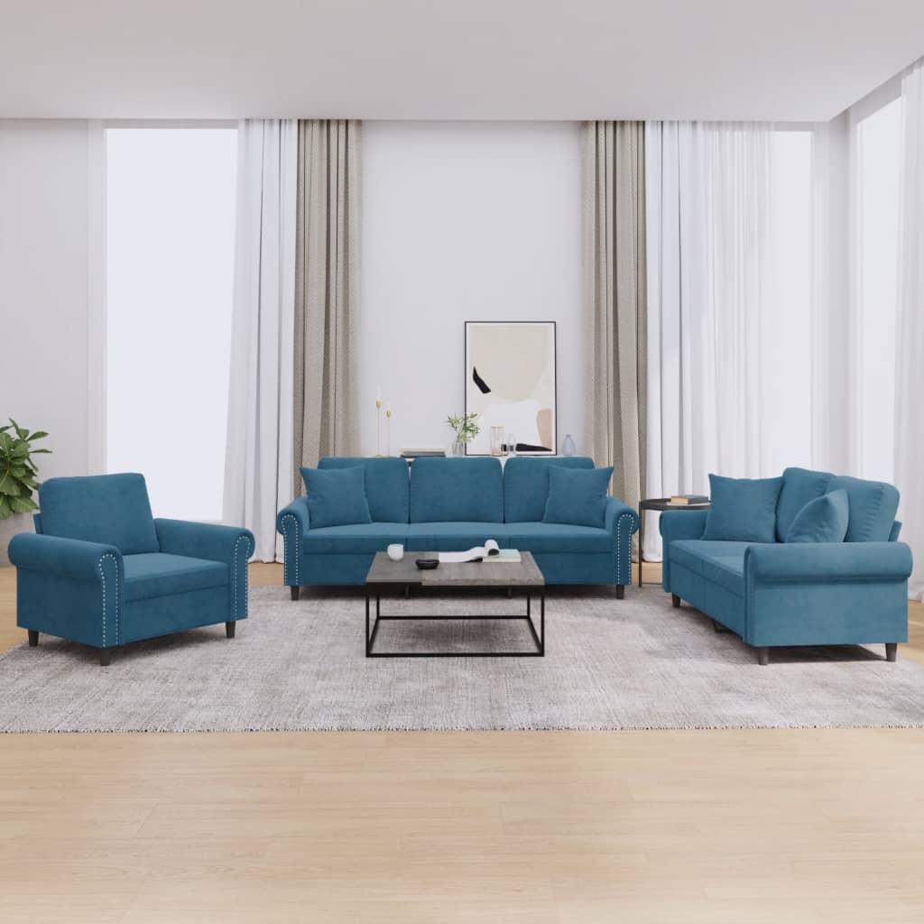 Set Di Divani 4 Pz Con Cuscini In Velluto
