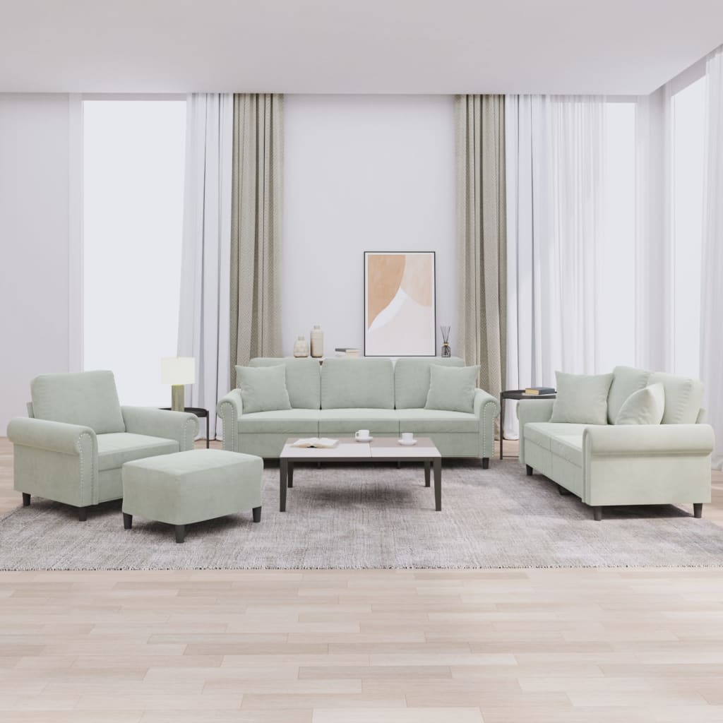Set Di Divani 4 Pz Con Cuscini In Velluto