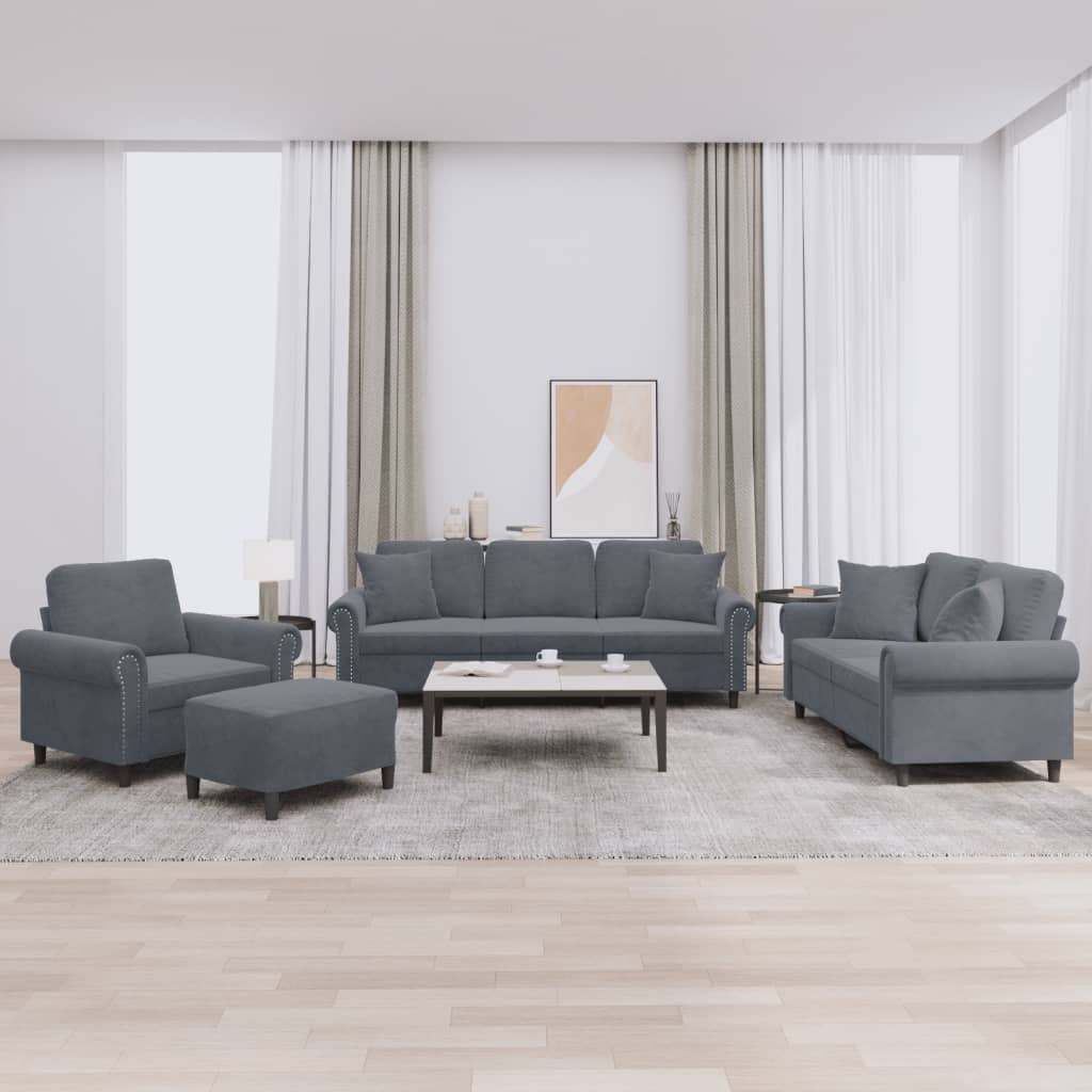 Set Di Divani 4 Pz Con Cuscini In Velluto
