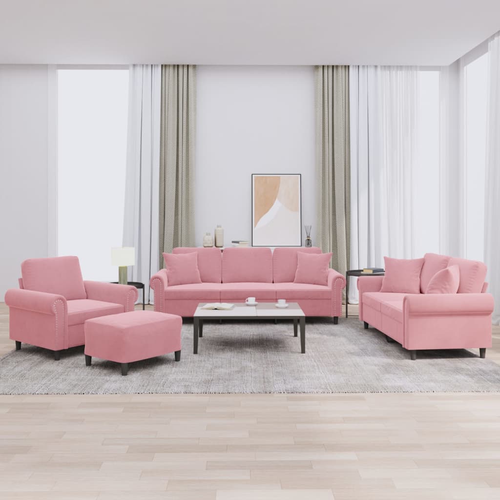 Set Di Divani 4 Pz Con Cuscini In Velluto